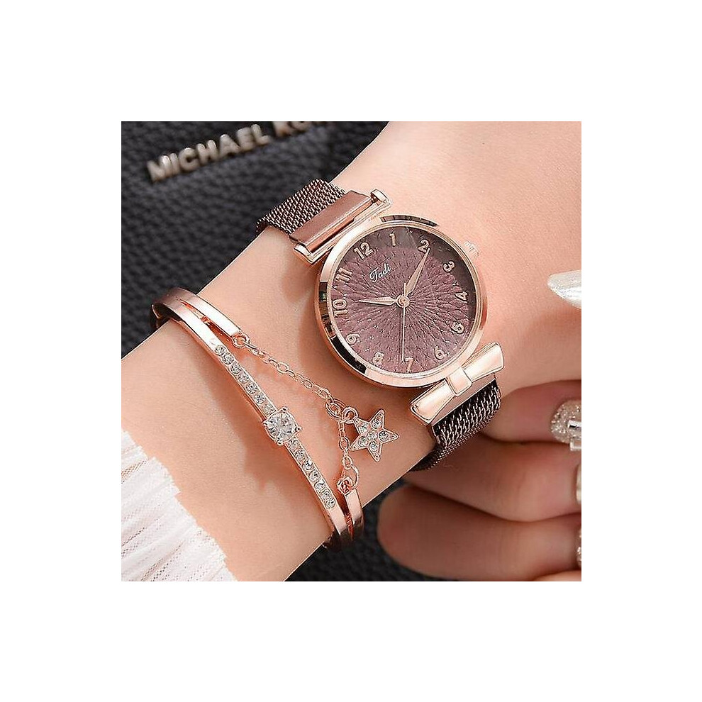 Luxury Women Bracelet Quartz Watches For Women Magnetic Watch Ladies Sports Dress Pink Dial Wrist Watch Clock Relogio Femininomagnet Coffe Set-image-OPC-PCH9RK5-NEW