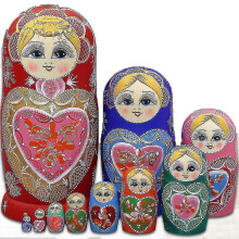 10 Layers Wooden Matryoshka Kids Russia Nesting Dolls Handpainted Stacking Toy