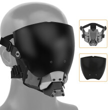 Full-Face Tactical Mask with Anti-Fog Dual-Layer Lens, Detachable Lens, Cyberpunk Commander Style for Airsoft and Paintball