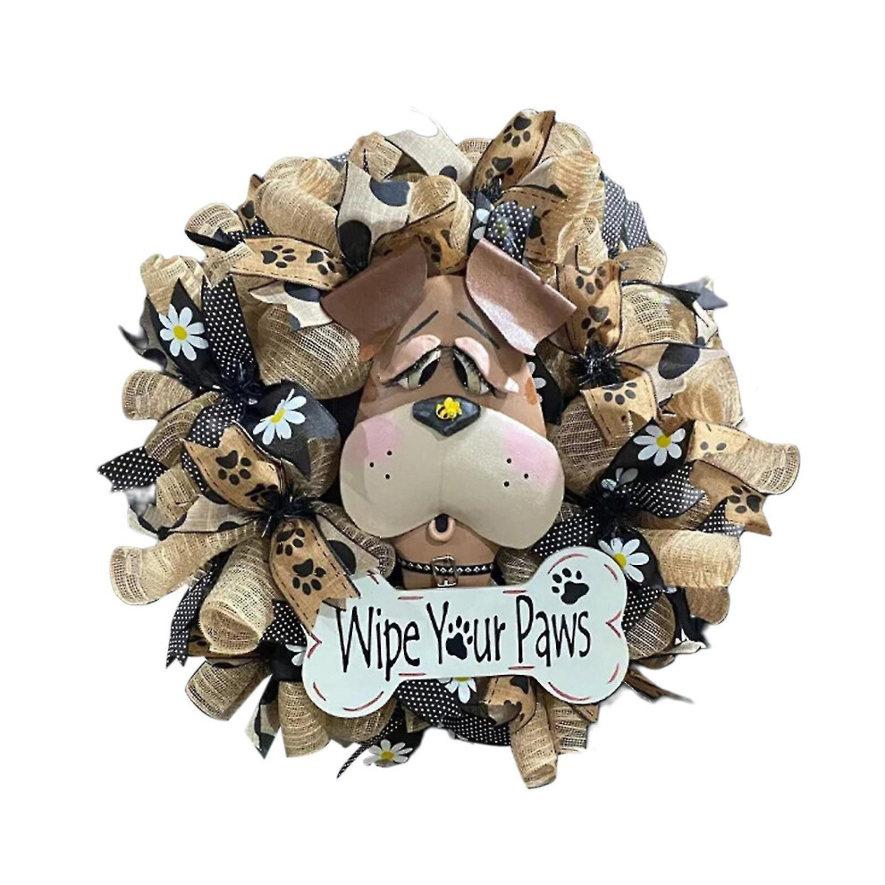 Hanging Wreath Front Door Porch Dog Head Wreath