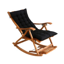 (Black) Lounger Cushion Soft Replacement High Seat Pad With Fixation Strap Large Rocking Chair Bench Pad For