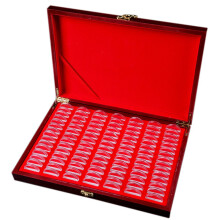100pcs Round Wood Coins Case Storage Holders Display Wooden Commemorative Collection Box
