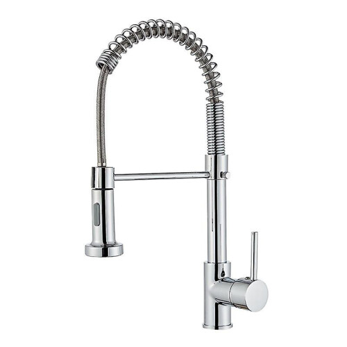 Kitchen Faucet With Spray 360 Swivel Spring Loaded Kitchen Faucet 2 Spray Modes With Hose Single Handle Cold And Hot Sink Mixer Tap Available (silver)
