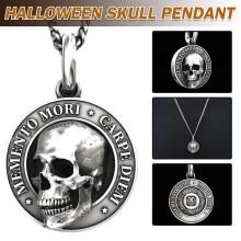 For Memento Mori Skull Pendant Necklace Men Gothic Punk Jewelry Gift Accessories