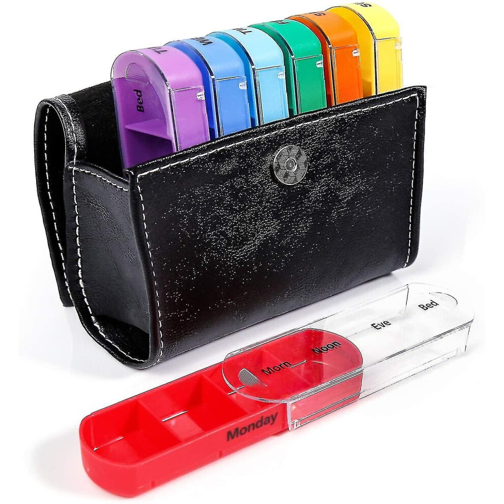 7 Days 28 Grid Leather Pill Box
