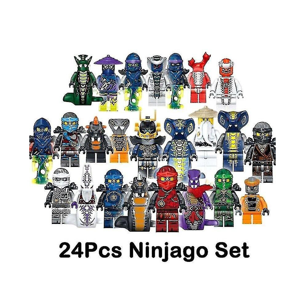 Set Of 24 Pcs Ninjago Mini Figures Kai Jay Sensei Wu Master Building B_y
