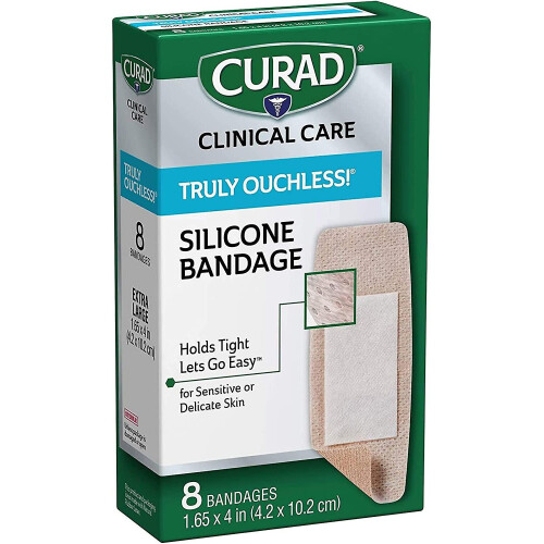 Truly Ouchless Extra Large Silicone Bandages, Flexible Fabric, 8 count