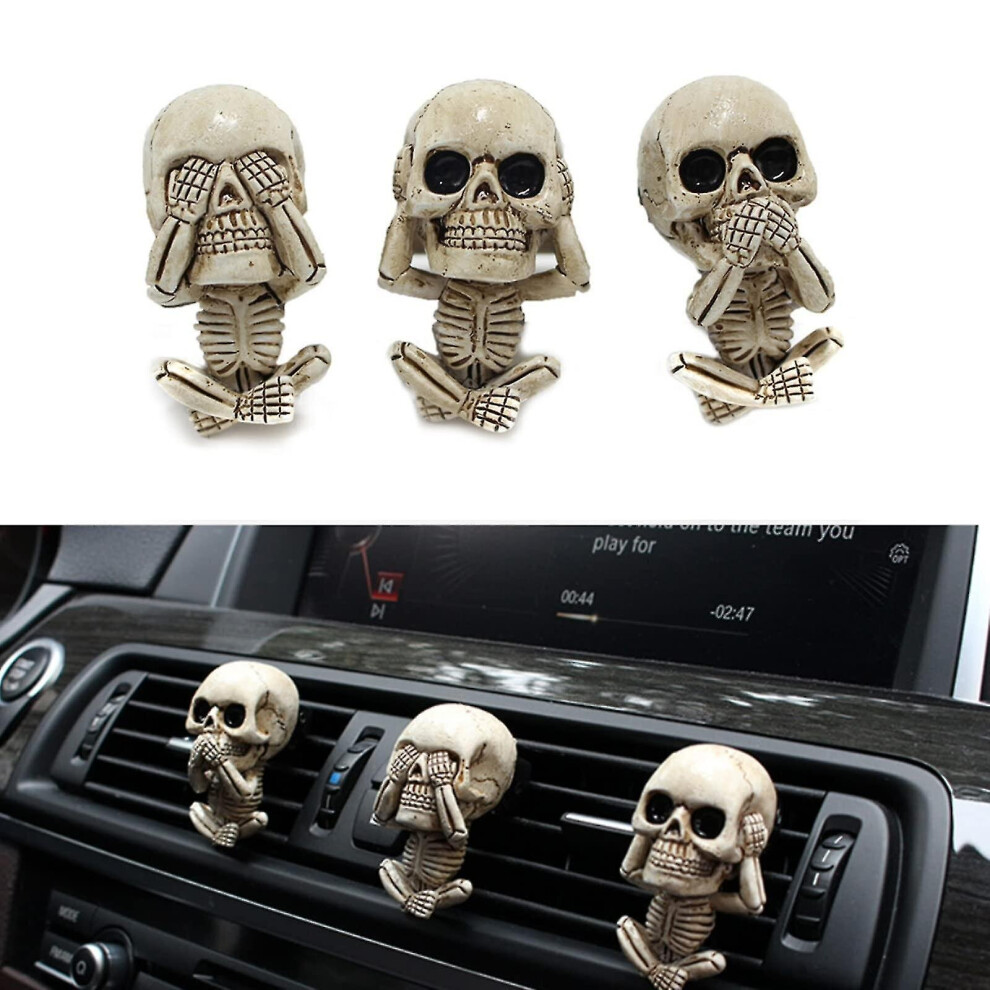 Car Air Freshener Clips, Car Vent Decoration, Skull Car Interior Accessories3 Pack Light 9468842170533