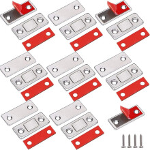 8 Pieces Magnetic Closet Door Magnets Magnetic Catches 8 Pieces Ultra Thin Metal Magnetic Catches Stick-on Magnetic Catches Adhesive Fastener Strong M