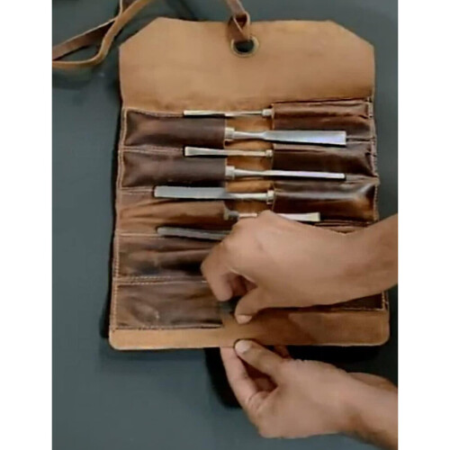 Leather Tool Roll Up Pouch - Leather Tool Wrench Roll/chisel Bag By Rustic Town 2