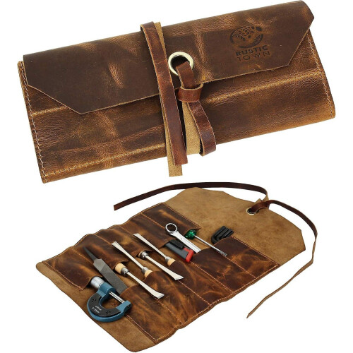 Leather Tool Roll Up Pouch - Leather Tool Wrench Roll/chisel Bag By Rustic Town