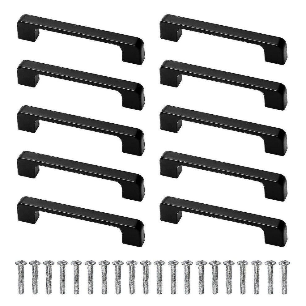 10 Pieces Cabinet Handles Black With Screw For Kitchen Cupboard Wardrobe Hole Centre 96Mm 9468842176665