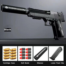 (B) 2023 New White Black Toy Pistol Plastic Eva Foam Darts Bullets Toy Gun Model Pistol Beginner Aim Train Handgun Boys Diy Gift