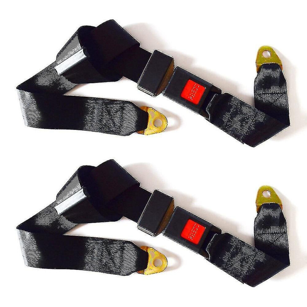 2 Pack Universal Lap Adjustable Seat Belt 2 Point Adjustable Safety Harness Kit Single Double Seat Lap Seatbelt Black 9468842456453
