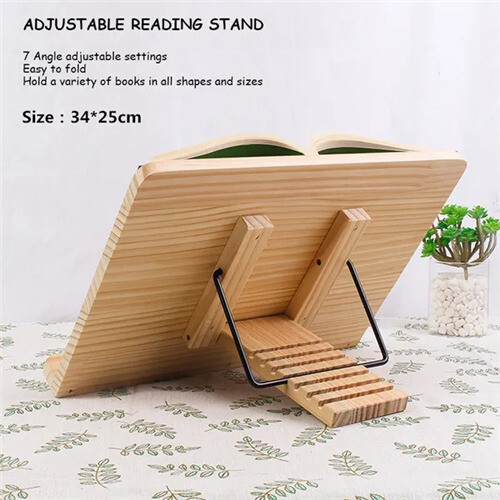 Wood Cookbook Stands Portable Adjustable Bookrest