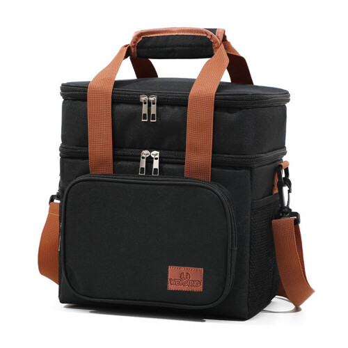 Living And Home (Black) Double Deck Leakproof Insulated Lunch Tote