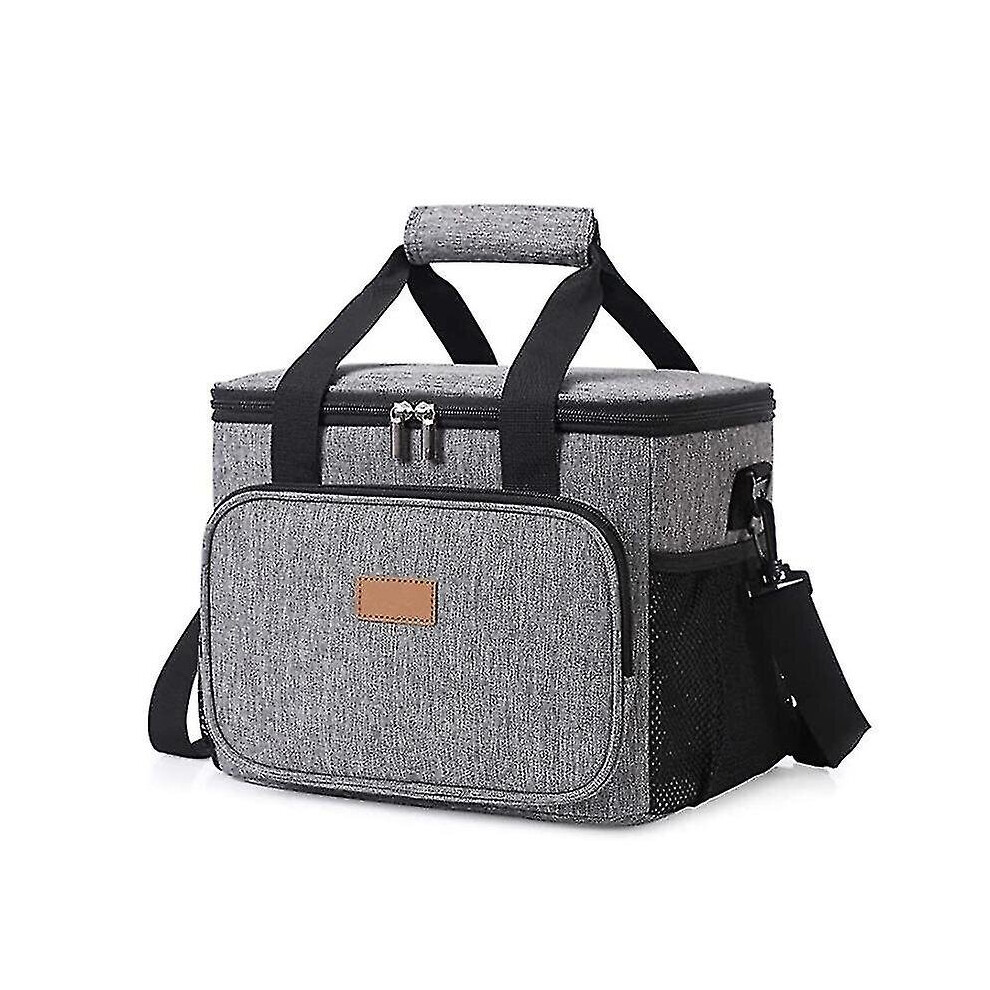 15L 24 Cans Insulated Picnic Lunch Bag Large Soft Cooler Bag For Outdoor/Camping/Bbq/Travel, Grey