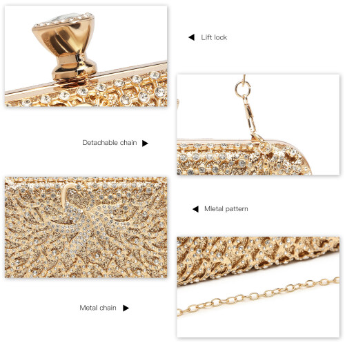 (Gold) Sparkling Classical Women Clutch Purse Evening Bag 2
