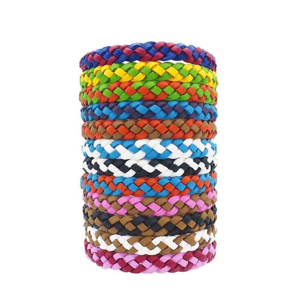 10 Pcs Summer Mosquito Repellent Bracelet Mosquito Repellent Leather Woven Wristband Pest Insect Repellent Band Wristbands (mixed Random Color)