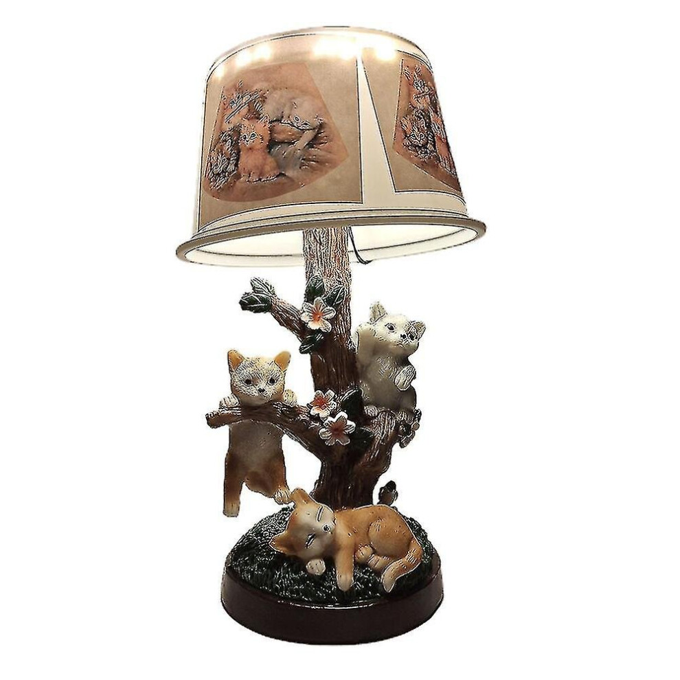 Usb Resin Animal Dog Cat Night Light Bedside Table Lamp Bendroom Decor Ornament W