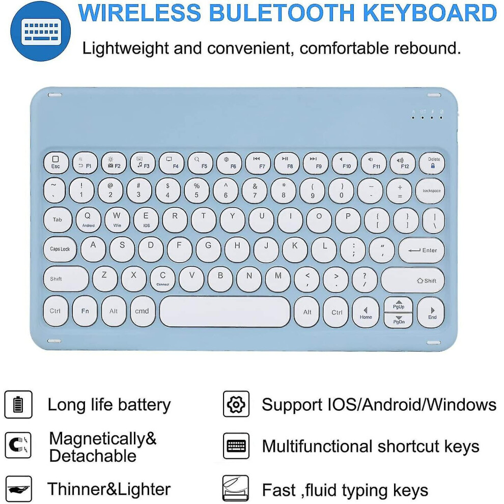 Galaxy Tab A8 10.5"" Keyboard Cover 2022 Model Sm-x200/x205/x207 Magnetic Detachable Bt Keyboard Ultra-thin Slim Round Keys Smart Wireless Keyboard (g