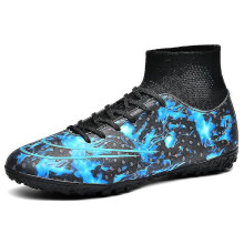 (BlackBlue1, 39) Men Soccer Shoes High Ankle Football Cleats Grass Sport Sneakers Yj299a-yky -anye