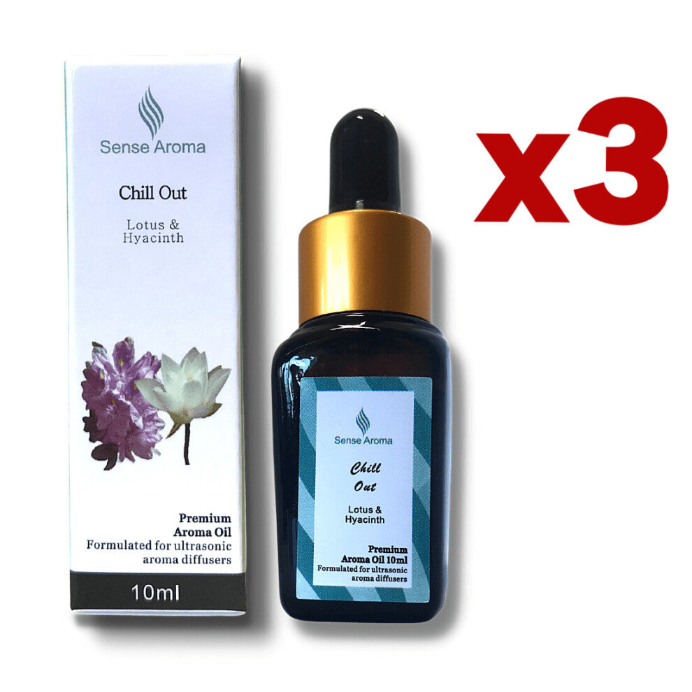 3x Premium Scented Fragrance Oil Chill Out 10ml Notes of Lotus for Diffusers