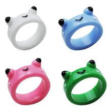 4pcs Cute Frog Resin Rings Set For Women Girls 3d Animal Jewellery Ring Fashion Funny Personalized Cartoon Colorful Creative Jewelry Gift