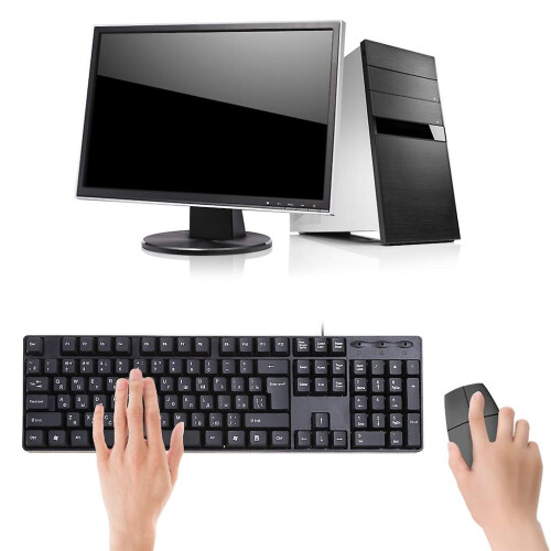 Russian/ English Silent Keyboard Waterproof Office Keyboard Compatible -for Windows Computer 2
