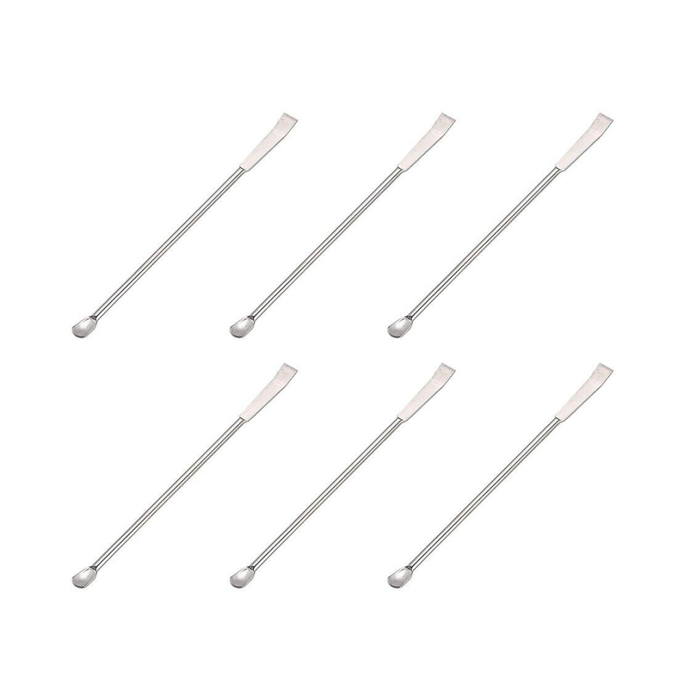 Lab Mini Scoop 6 Pcs Stainless Steel Sampling Reagent Spoon Laboratory Double Head Spatula 125mm