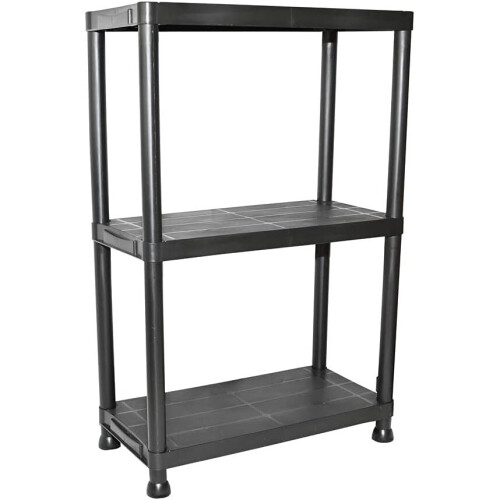 Gr8 Home Black 3 Tier Plastic Shelving Unit Storage Racking Shelves 1