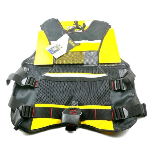 Multi-pocket Work Tool Vest with Black Yellow Reflective Safety Strip Adjustable Strap 2
