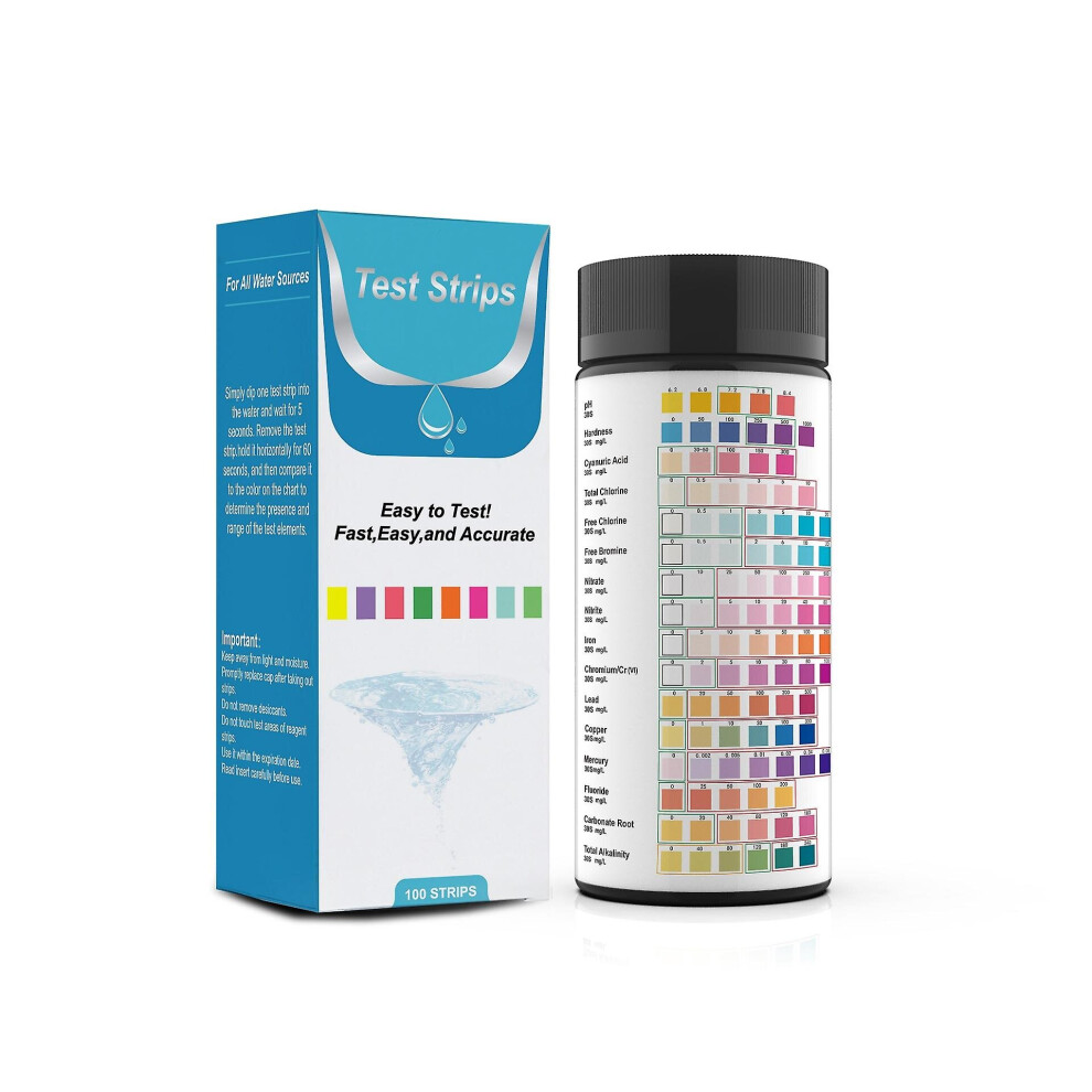 16 In 1 Drinking Water Test Strips, Water Quality Test For Well Water And Tap Water, Easy And Quick Detect Hardness, Ph, Bromine, Nitrate