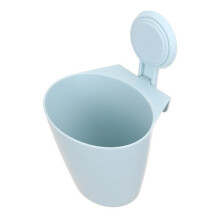 (Blue) Hanging Suction Cup Storage Barrel Bathroom Electric Toothbrush Cosmetic Storage Box