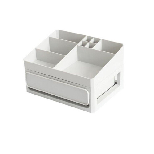 (Gray, 2 Layers) 2/3 Layers Storage Box PP Table Tidy Desktop Organizer Drawer Case Makeup Display Holder