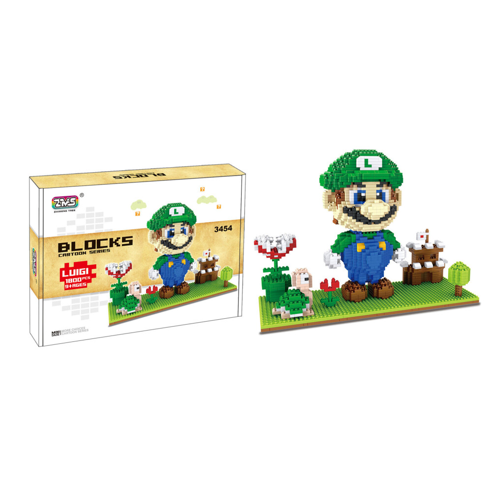 Bonxaif (Style # B-1800Pcs) Super Mario Building Blocks Puzzle Micro 3D Figures Brick Toys