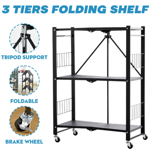 Installation-free Folding Kitchen Racks Floor-to-ceiling Multi-layer Kitchen Storage Racks Movable Racks 2