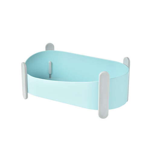 (Rectangular Blue) Kitchen Bathroom Wall Storage Shelf Hanging Shelf Rack Corner Organizer Basket Holder 2