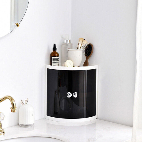 (Large) Creative Bathroom Corner Shelf Rack Kitchen Bathroom Double Door Storage Space Save 1