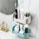 (Rectangular Blue) Kitchen Bathroom Wall Storage Shelf Hanging Shelf Rack Corner Organizer Basket Holder 7