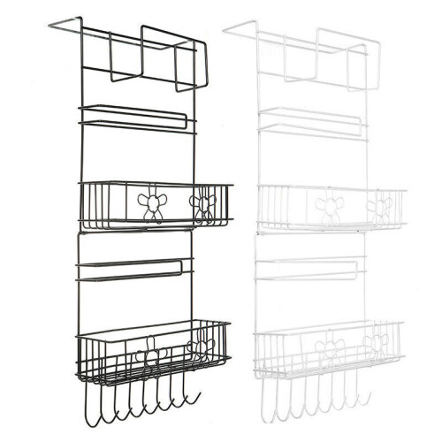 (White) 5 Tiers Fridge Hanging Rack Shelf Side Storage Spice Multi-Layer Side Holder 1