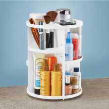 (Black) 360 Degree Rotating Makeup Organizer Box Transparent Acrylic Brush Holder Jewelry Makeup Organizer Cosmetic Beauty Storage Box
