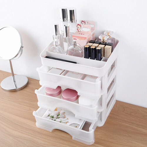 (2 Layers) Plastic Cosmetic Drawer Makeup Organizer Storage Box Container Holder Desktop with Drawer 2