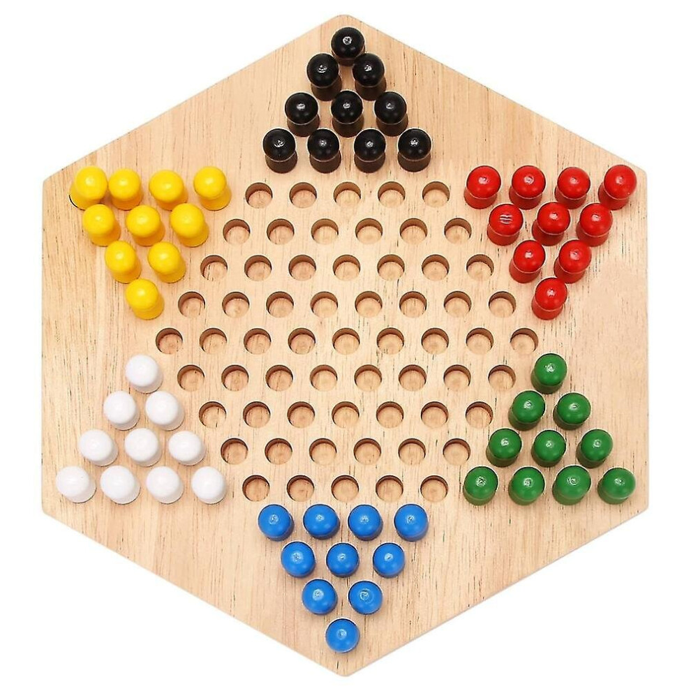 Wooden Chinese Checkers Family Game Set Red/Black/Green