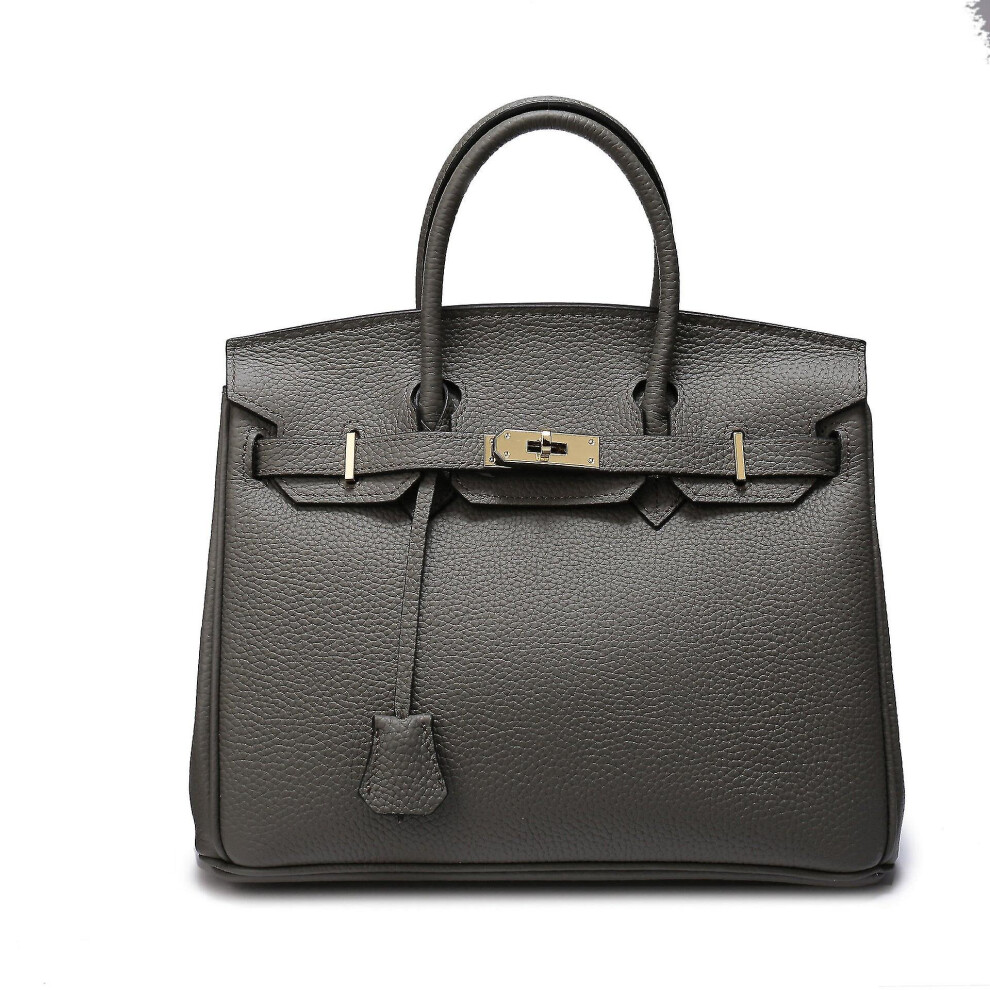 Women Ladies Handbag First Layer Cowhide Fashion Litchi Pattern Birkin Bag