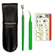 Pt Hygienic All Stainless Steel Tick Removal Tool With Leather Case
