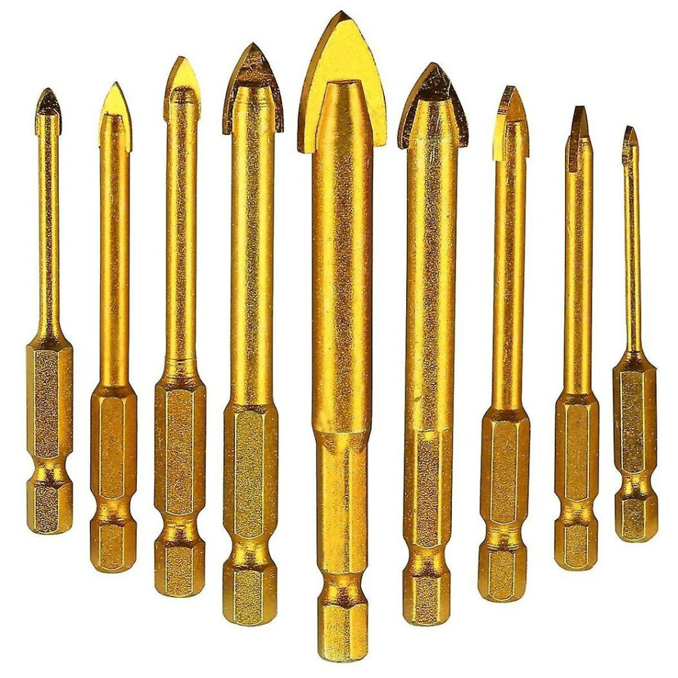 9 Pcs. Tile Drill Ceramic Drill Set Of Glass Drill Bits Set Hexagon Tile Drill Set Glass Tile Drill