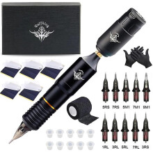 (Gold) Wireless Tattoo Kit Detachable Rc Tattoo Power Tattoo Motor Machine Combo Set Tattoo Equipment