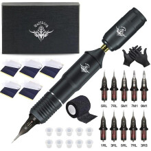 (Black) Wireless Tattoo Kit Detachable Rc Tattoo Power Tattoo Motor Machine Combo Set Tattoo Equipment