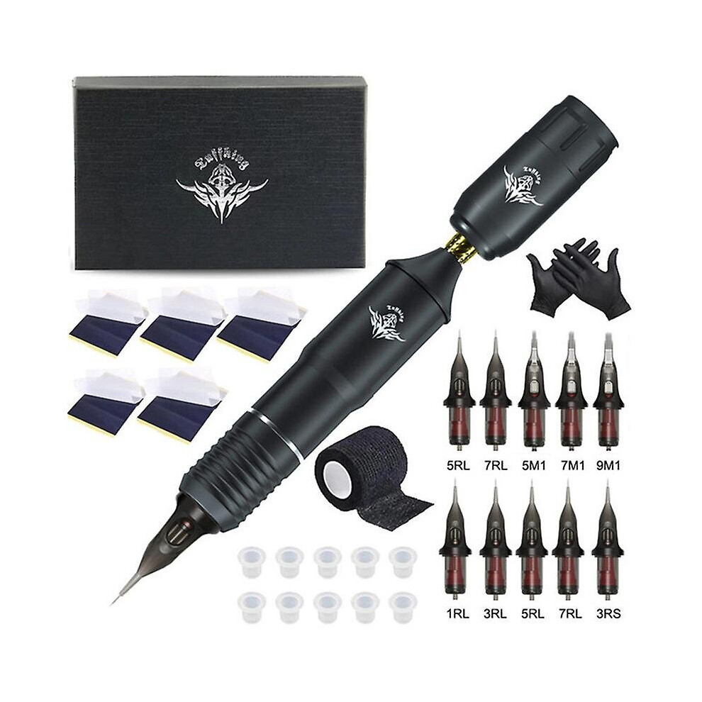 (Black) Wireless Tattoo Kit Detachable Rc Tattoo Power Tattoo Motor Machine Combo Set Tattoo Equipment